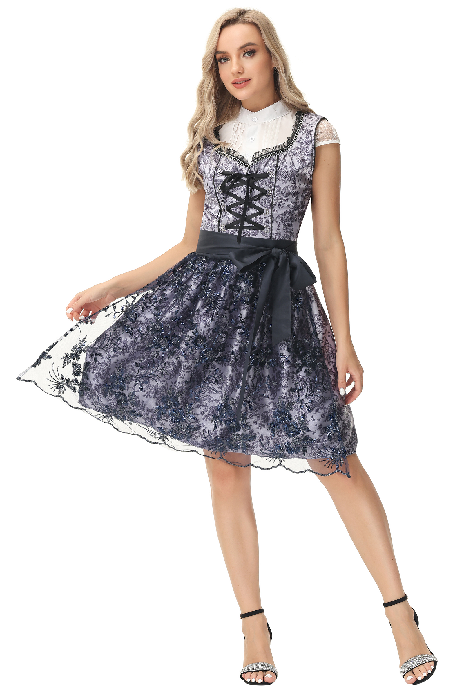 Ethnic Oktoberfest Costume Women Lace Up Short Sleeve Dress